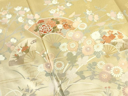 平和屋着物■訪問着　扇面花文　暈し染め　金銀彩　正絹　逸品　DABF3100op