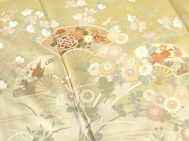 平和屋着物■訪問着　扇面花文　暈し染め　金銀彩　正絹　逸品　DABF3100op