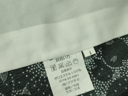 平和屋着物▽小紋　単衣　舞桜間道　黒地　洗える着物　DABF3105op