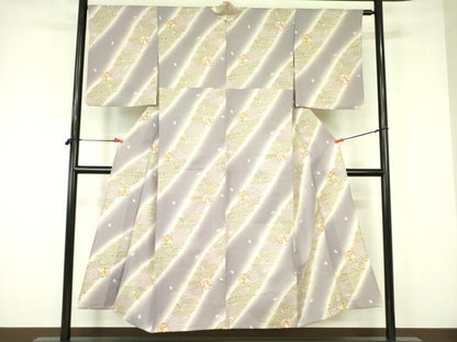 平和屋着物▽小紋　単衣　流水桜文　洗える着物　DABF3111op