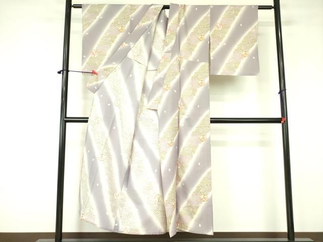 平和屋着物▽小紋　単衣　流水桜文　洗える着物　DABF3111op
