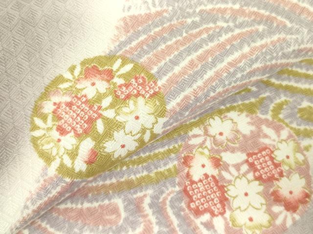 平和屋着物▽小紋　単衣　流水桜文　洗える着物　DABF3111op