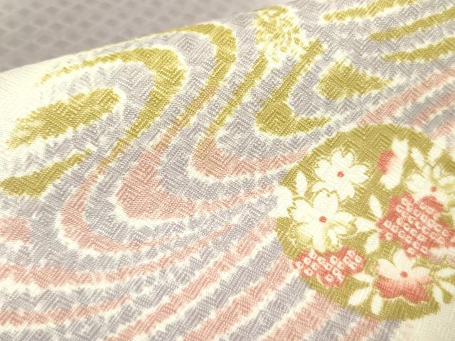 平和屋着物▽小紋　単衣　流水桜文　洗える着物　DABF3111op