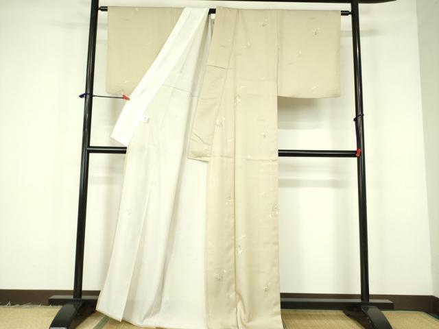 平和屋着物▽小紋　単衣　草花　洗える着物　DABF3112op