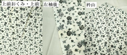 平和屋着物▽小紋　単衣　薔薇　バラ　洗える着物　DABF3113op