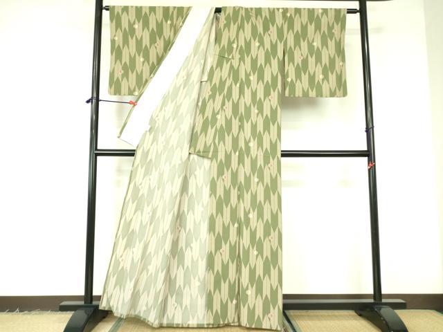 平和屋着物▽小紋　単衣　矢羽丸文　洗える着物　DABF3115op