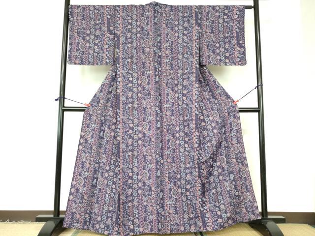 平和屋着物▽小紋　単衣　花間道　洗える着物　DABF3116op