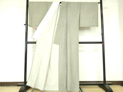 平和屋着物▽小紋　単衣　抽象間道　洗える着物　DABF3120op