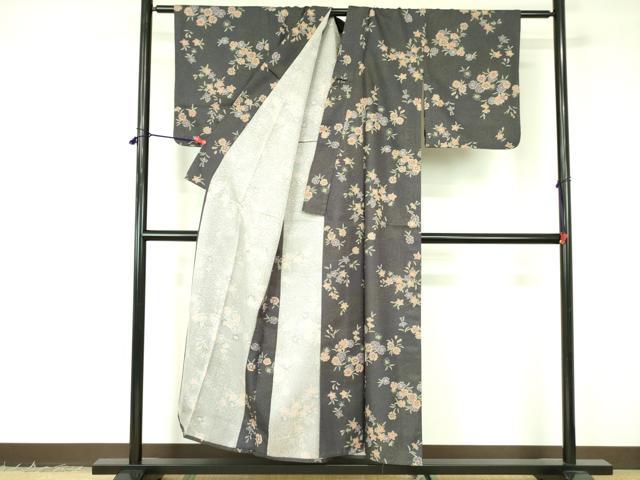平和屋着物▽小紋　単衣　舞花　洗える着物　DABF3123op