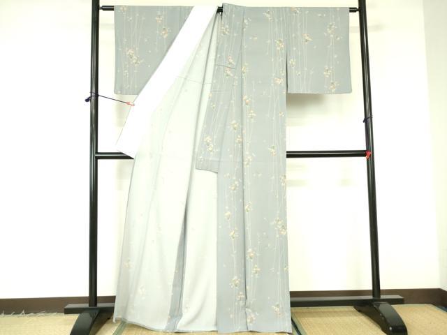平和屋着物▽小紋　単衣　草花　洗える着物　DABF3124op