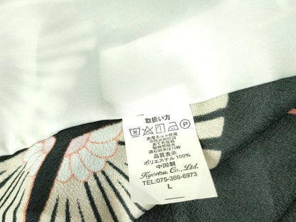 平和屋着物▽小紋　単衣　宝尽くし松葉花文　黒地　洗える着物　DABF3125op