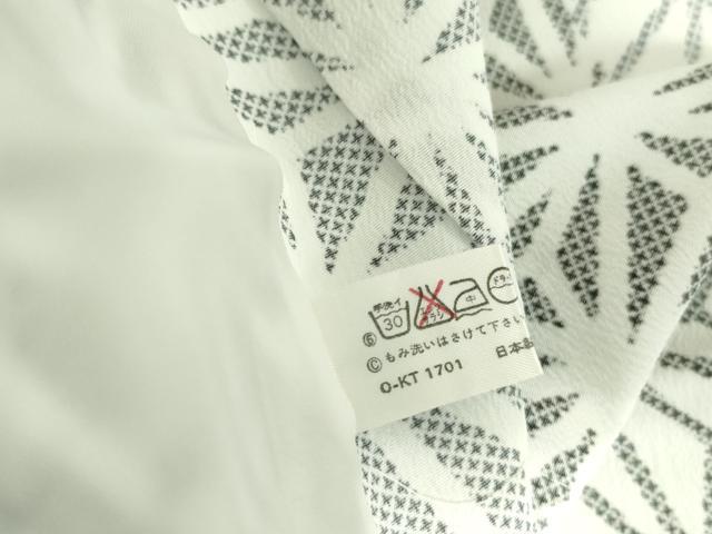 平和屋着物▽上質な小紋　単衣　麻の葉文様　洗える着物　未使用　DABF3132op