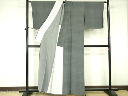 平和屋着物▽伝統工芸士　保科土山　江戸小紋　単衣　両面染　鱗文　黒地　正絹　逸品　DABF3139op