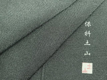 平和屋着物▽伝統工芸士　保科土山　江戸小紋　単衣　両面染　鱗文　黒地　正絹　逸品　DABF3139op