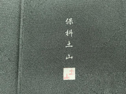 平和屋着物▽伝統工芸士　保科土山　江戸小紋　単衣　両面染　鱗文　黒地　正絹　逸品　DABF3139op