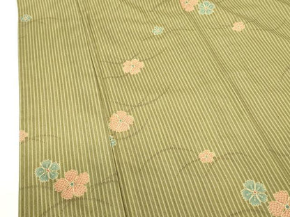 平和屋着物▽小紋　単衣　芝花文　洗える着物　DABF3142op