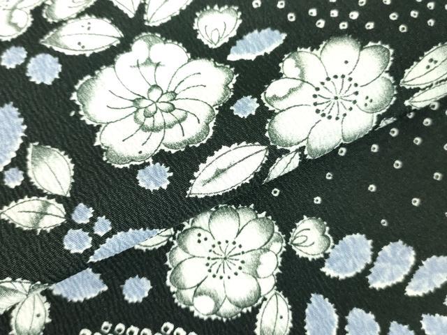 平和屋着物▽小紋　単衣　辻が花　黒地　洗える着物　DABF3149op
