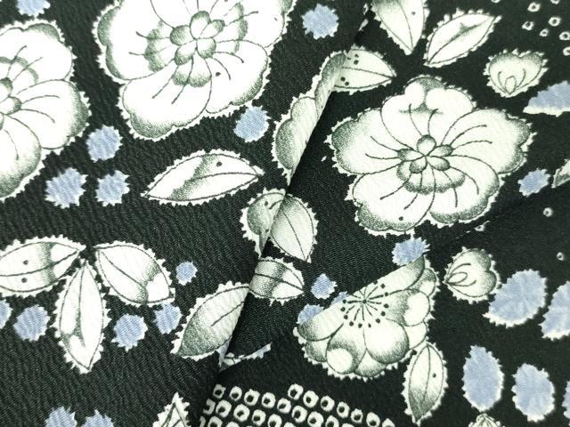 平和屋着物▽小紋　単衣　辻が花　黒地　洗える着物　DABF3149op