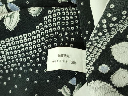 平和屋着物▽小紋　単衣　辻が花　黒地　洗える着物　DABF3149op