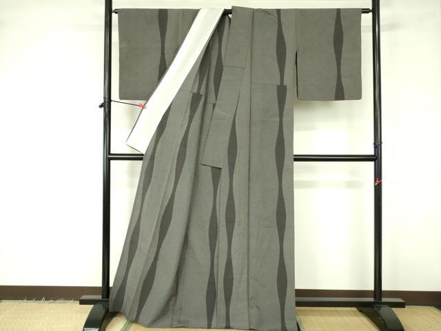平和屋着物▽本塩沢　単衣　110亀甲　立涌文　正絹　逸品　DABF3153op
