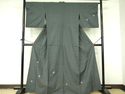 平和屋着物▽訪問着　単衣　お召地　雪輪鹿の子文　金彩　正絹　逸品　DABF3154op