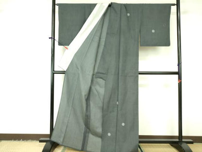 平和屋着物▽訪問着　単衣　お召地　雪輪鹿の子文　金彩　正絹　逸品　DABF3154op