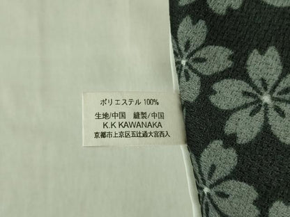 平和屋着物▽小紋　単衣　扇面花丸文　黒地　洗える着物　DABF3158op