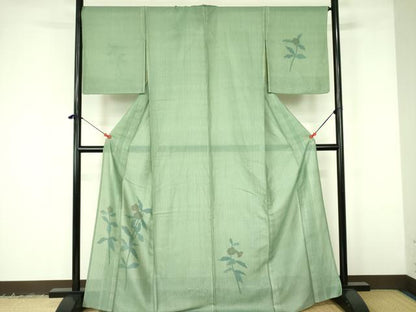 平和屋着物▽訪問着　無双　紗×絽　紗袷　草花　正絹　逸品　DABF3159op