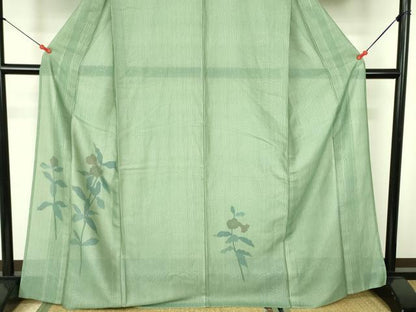 平和屋着物▽訪問着　無双　紗×絽　紗袷　草花　正絹　逸品　DABF3159op