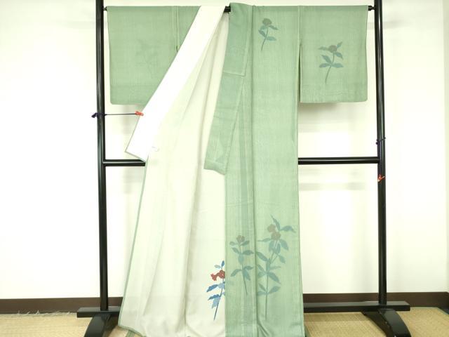 平和屋着物▽訪問着　無双　紗×絽　紗袷　草花　正絹　逸品　DABF3159op