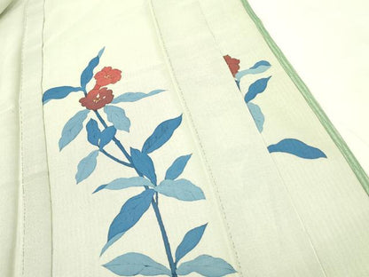 平和屋着物▽訪問着　無双　紗×絽　紗袷　草花　正絹　逸品　DABF3159op