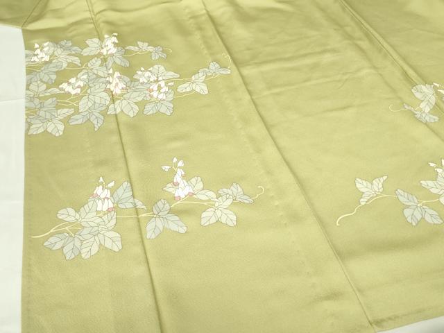 平和屋着物▽訪問着　単衣　駒刺繍　草花　金彩　正絹　逸品　DABF3163op