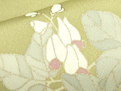 平和屋着物▽訪問着　単衣　駒刺繍　草花　金彩　正絹　逸品　DABF3163op