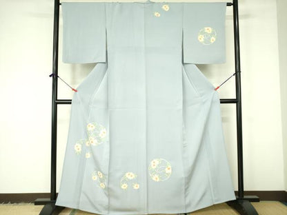 平和屋着物▽訪問着　単衣　菊　金彩　正絹　逸品　DABF3170op