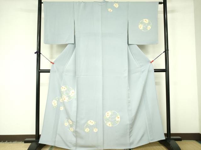 平和屋着物▽訪問着　単衣　菊　金彩　正絹　逸品　DABF3170op