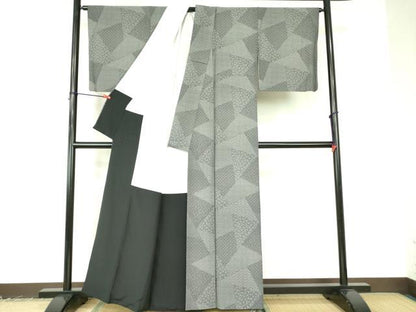 平和屋着物●江戸小紋　吉祥小紋柄　黒地　正絹　逸品　DABF3172op