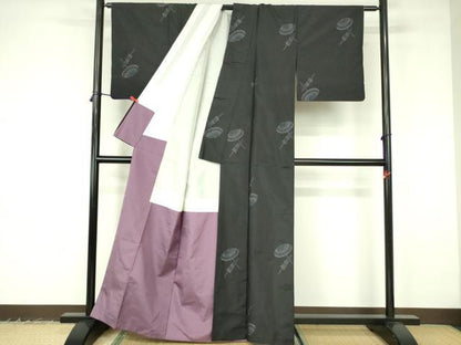 平和屋着物●本場大島紬　番傘　正絹　逸品　DABF3173op