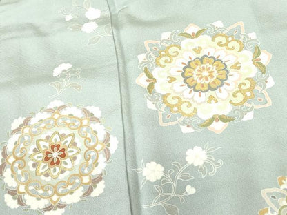 平和屋着物●豪華色留袖　駒刺繍　正倉院花文　金彩　正絹　逸品　DABF3174op