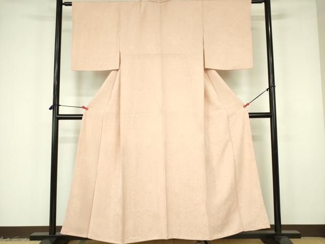 平和屋着物●上質な色無地　洋花地紋　洗柿色　正絹　逸品　DABF3175op