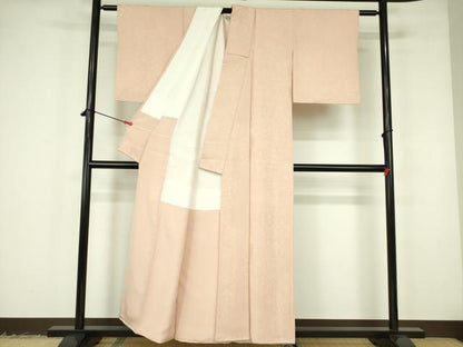 平和屋着物●上質な色無地　洋花地紋　洗柿色　正絹　逸品　DABF3175op