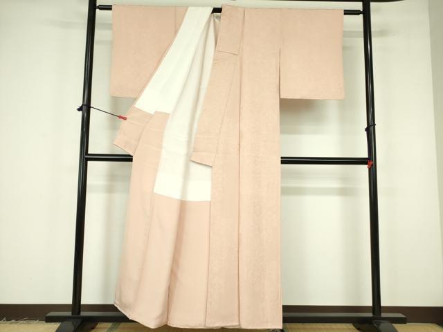 平和屋着物●上質な色無地　洋花地紋　洗柿色　正絹　逸品　DABF3175op