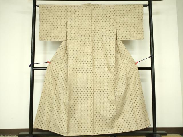 平和屋着物●上質な紬　十字絣　正絹　逸品　DABF3181op
