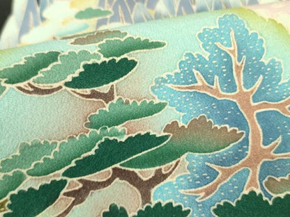 平和屋着物●京加賀友禅　松本健一　黒留袖　風景花文　暈し染め　正絹　逸品　DABF3184op