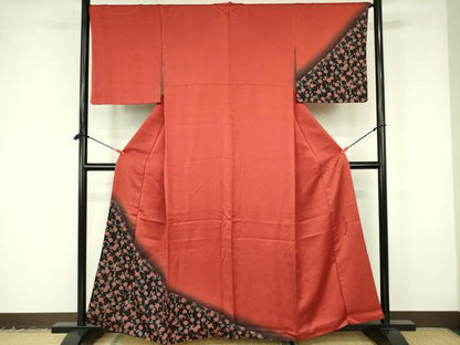 平和屋着物▼染色作家　斉藤三才　訪問着　花唐草文　暈し染め　金彩　正絹　逸品　DABF3185op