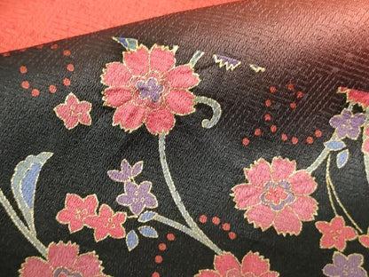 平和屋着物▼染色作家　斉藤三才　訪問着　花唐草文　暈し染め　金彩　正絹　逸品　DABF3185op