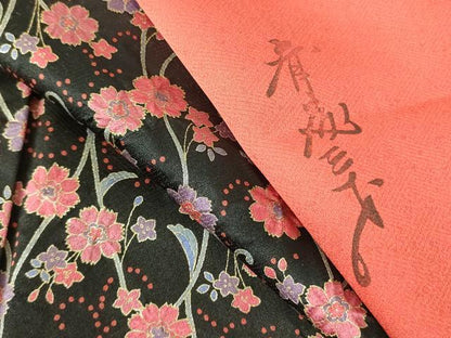 平和屋着物▼染色作家　斉藤三才　訪問着　花唐草文　暈し染め　金彩　正絹　逸品　DABF3185op