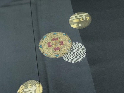 平和屋着物●訪問着　竹屋町刺繍　流水花丸文　金銀彩　さが美扱い　正絹　逸品　DABF3187op