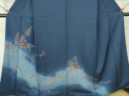 平和屋着物●訪問着　刺繍　草花　暈し染め　金彩　正絹　逸品　DABF3189op