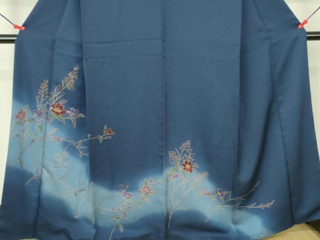 平和屋着物●訪問着　刺繍　草花　暈し染め　金彩　正絹　逸品　DABF3189op
