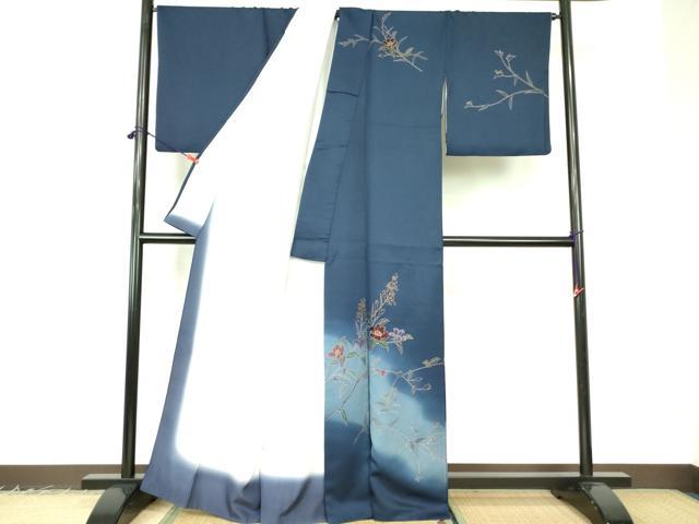 平和屋着物●訪問着　刺繍　草花　暈し染め　金彩　正絹　逸品　DABF3189op
